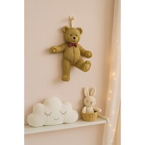 VTG 90s Home Interiors Kids Baby‎ Teddy Brown Bear 7" Wall Hanging Decor Nursery